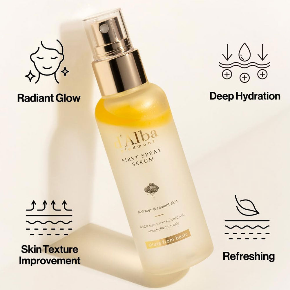 d’Alba first spray serum dual layer glow mist skincare