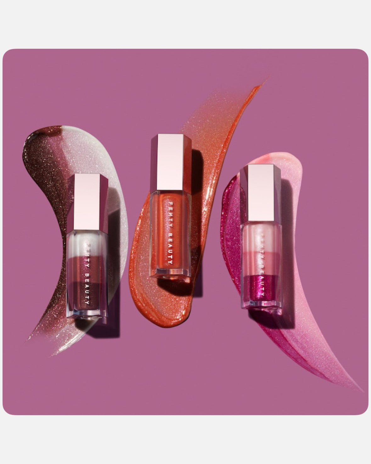 Fenty Beauty Glossy Posse VIII lip gloss trio Sugar Plumz Spiked Hot Chocolit
