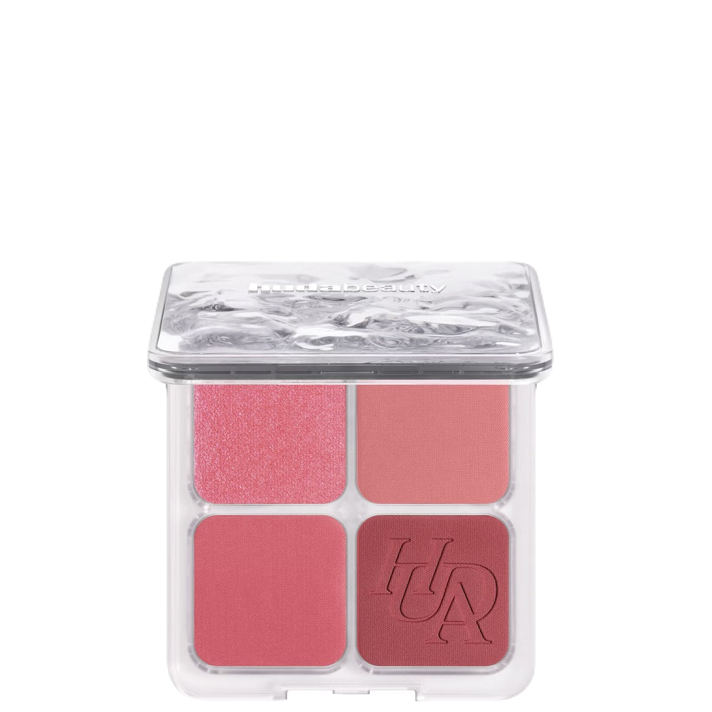 Huda Beauty Blush Filter Palette open compact blush shades flat lay
