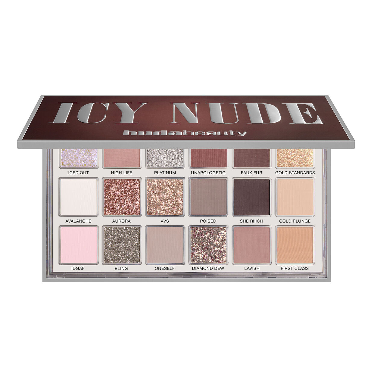 Huda Beauty Icy Nude Collection Kit with eyeshadow palette and lip products