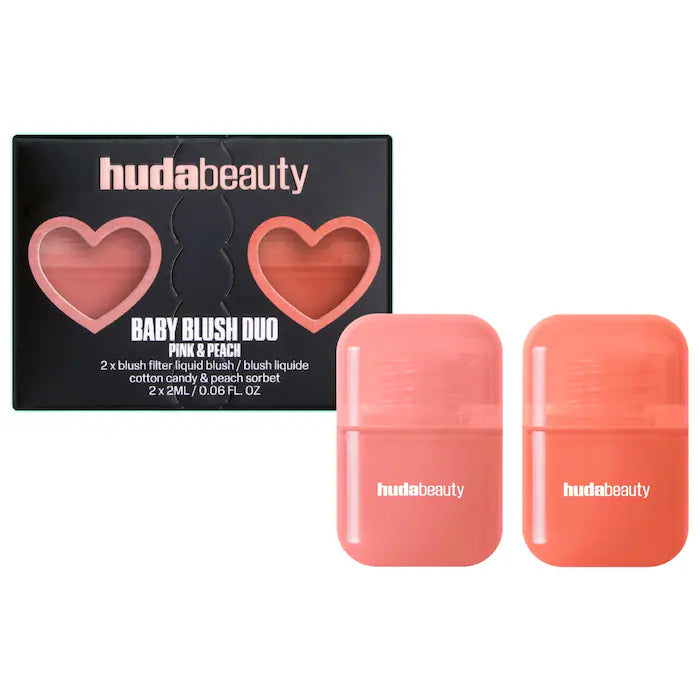 Huda Beauty Mini Baby Blush Duo Set Cotton Candy Peach Sorbet travel friendly blush Pakistan
