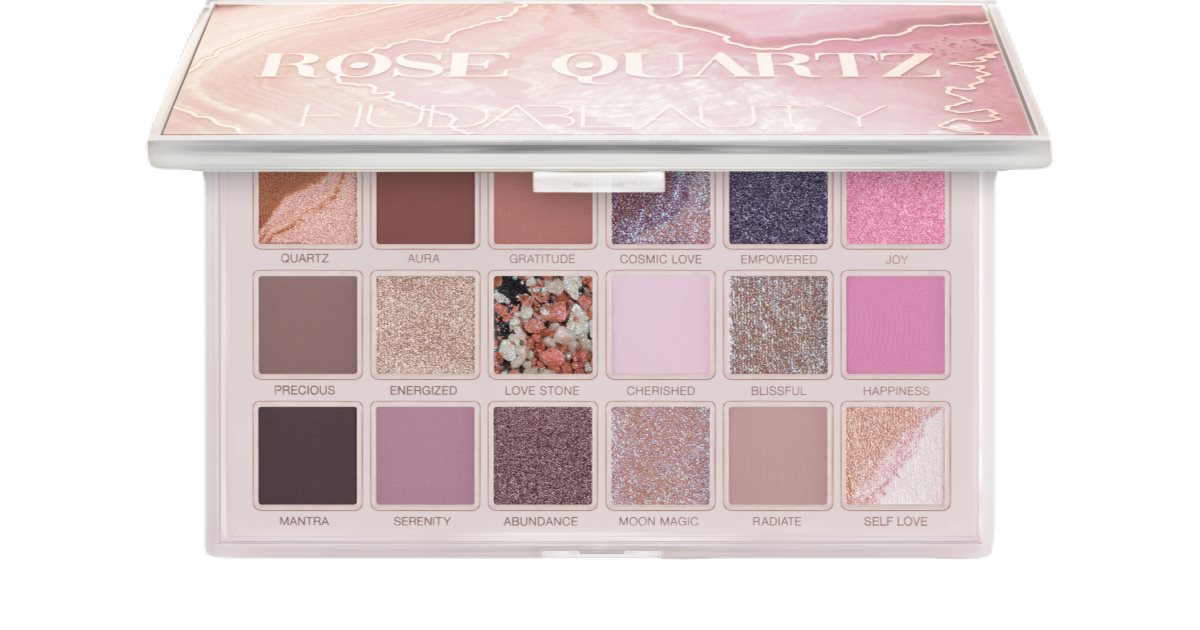 Huda Beauty Rose Quartz Eyeshadow Palette rose gold shimmer matte neutral shades Pakistan
