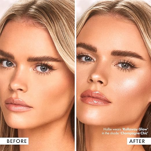 Iconic London Rollaway Glow Highlighter pearl infused liquid formula texture
