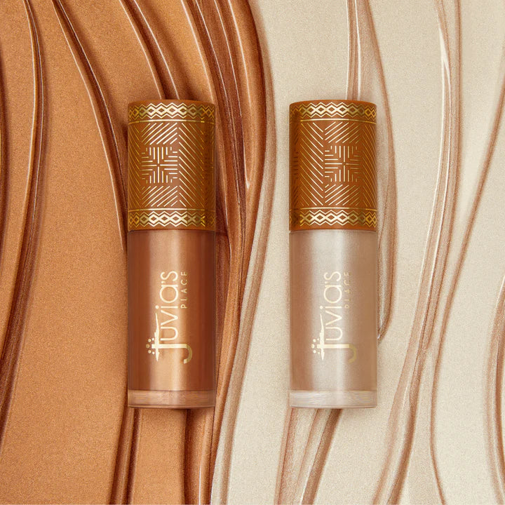 Juvia's Place Nubian Glow Liquid Luminizer Star Struck model wearing luminous finish

