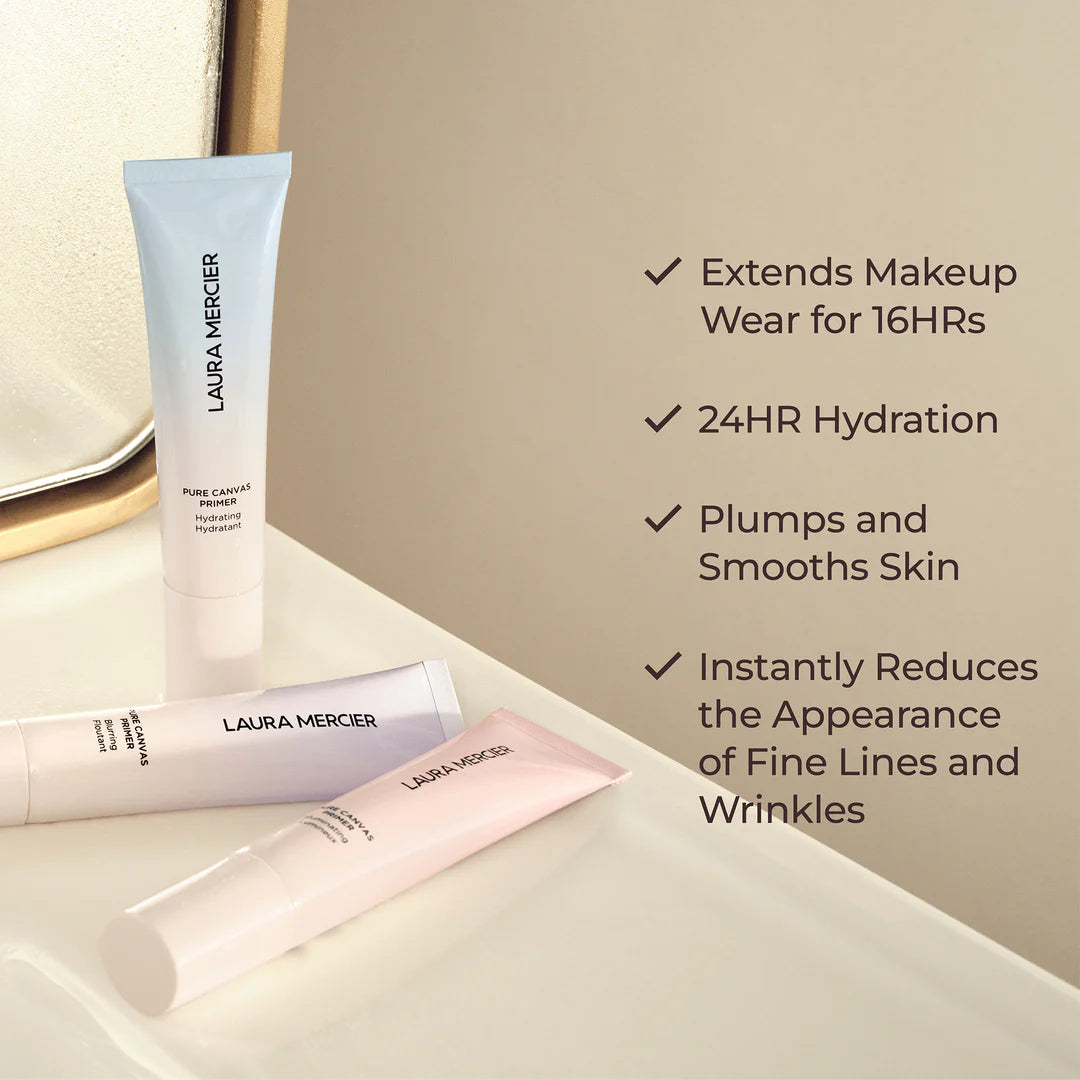 Laura Mercier Pure Canvas Primer Illuminating clinical results infographic
