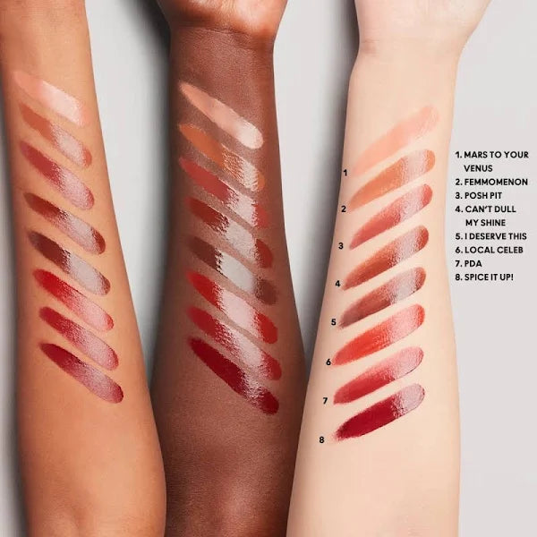 MAC Lustreglass Lipstick Thanks Its MAC shimmering vivid sheer lip color swatch