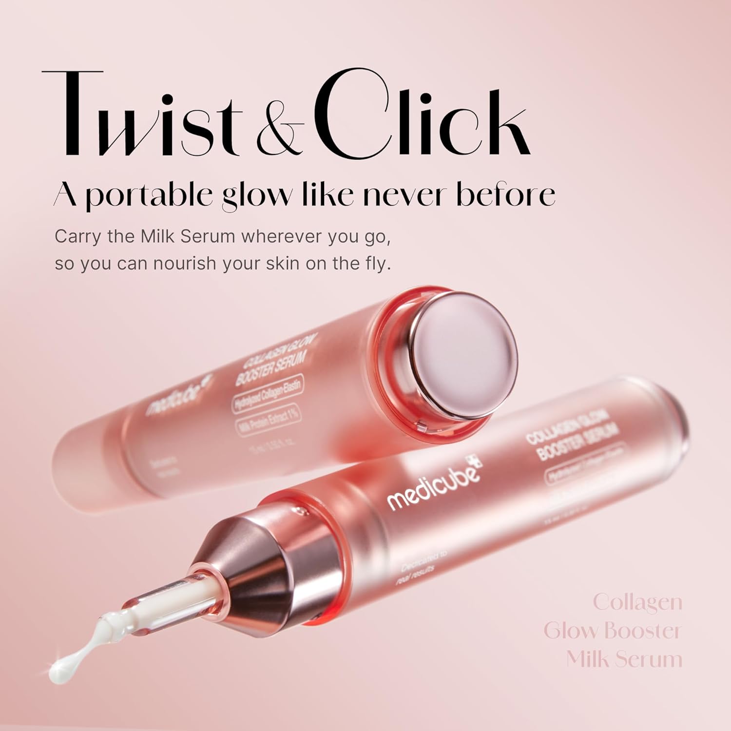 Medicube Collagen Glow Booster Serum 15ml twist push packaging front view