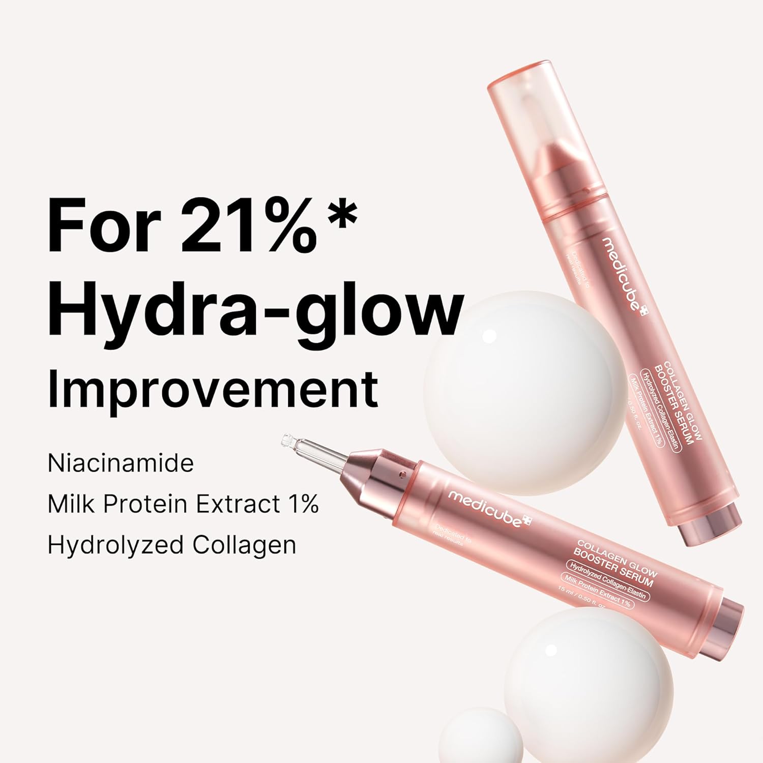 Medicube Collagen Glow Booster Serum milky texture on skin hydration elasticity