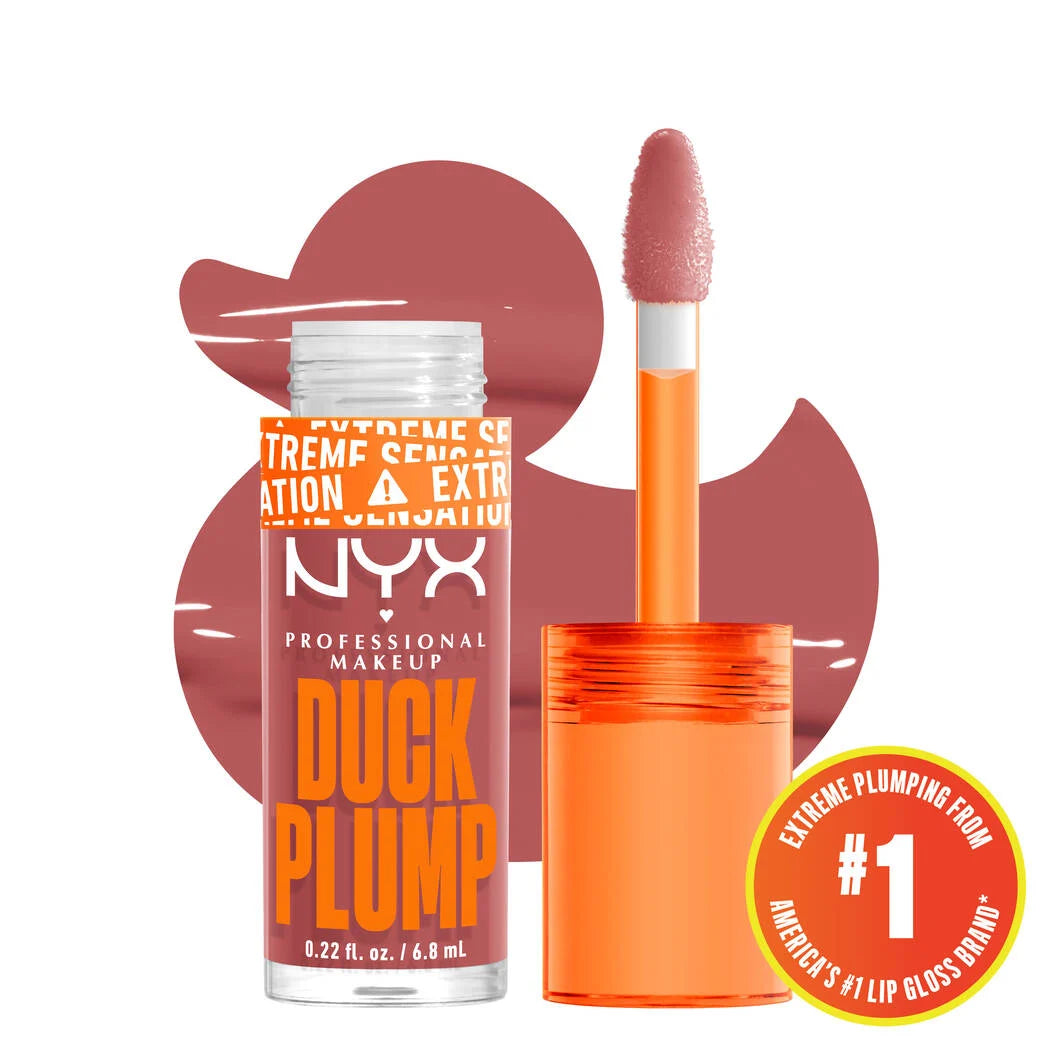 NYX Duck Plump Plumping Lip Gloss Nude Swings nude pink sheer gloss swatch
