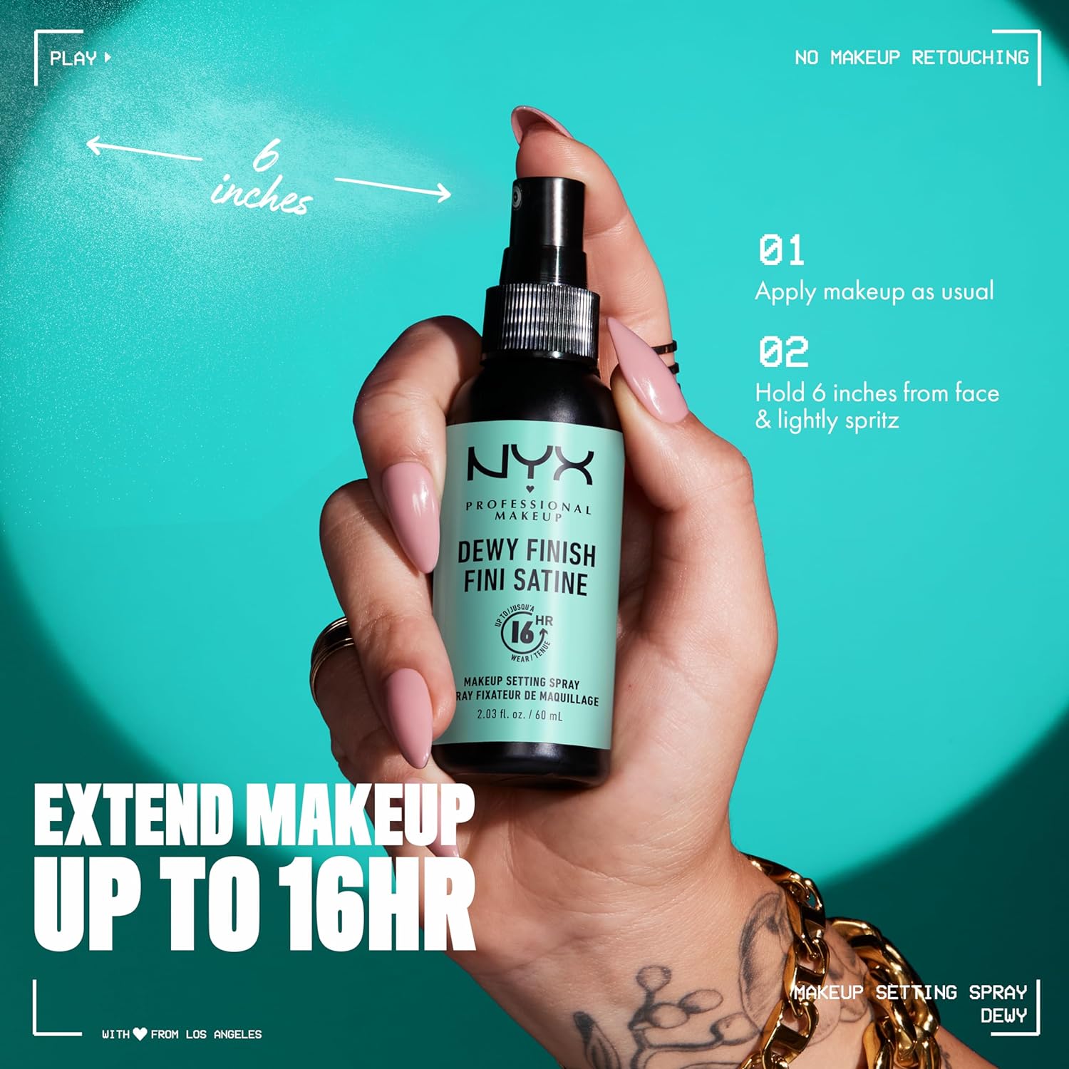 NYX Setting Spray 60ml fine mist bottle Dewy finish front view