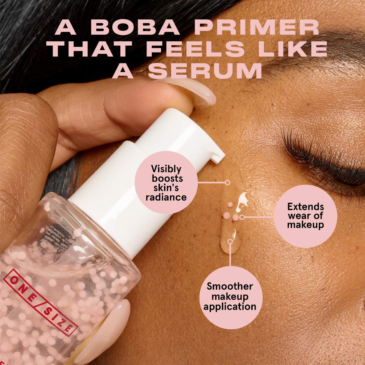ONE SIZE Secure the Glow Tacky Primer before and after dewy glowing makeup base result