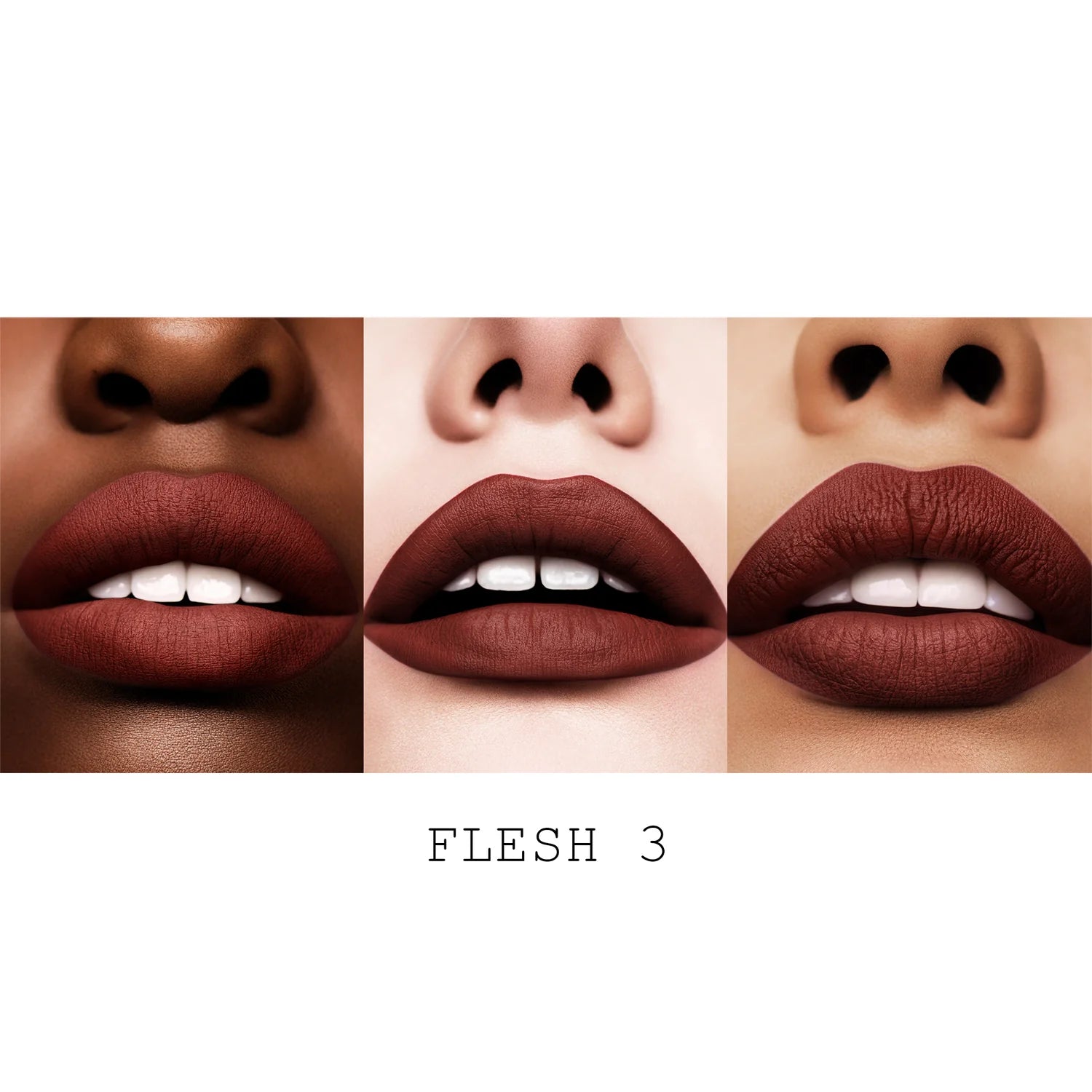 PAT McGRATH LABS Matte Trance Lipstick Flesh 3 on model warm nude matte finish