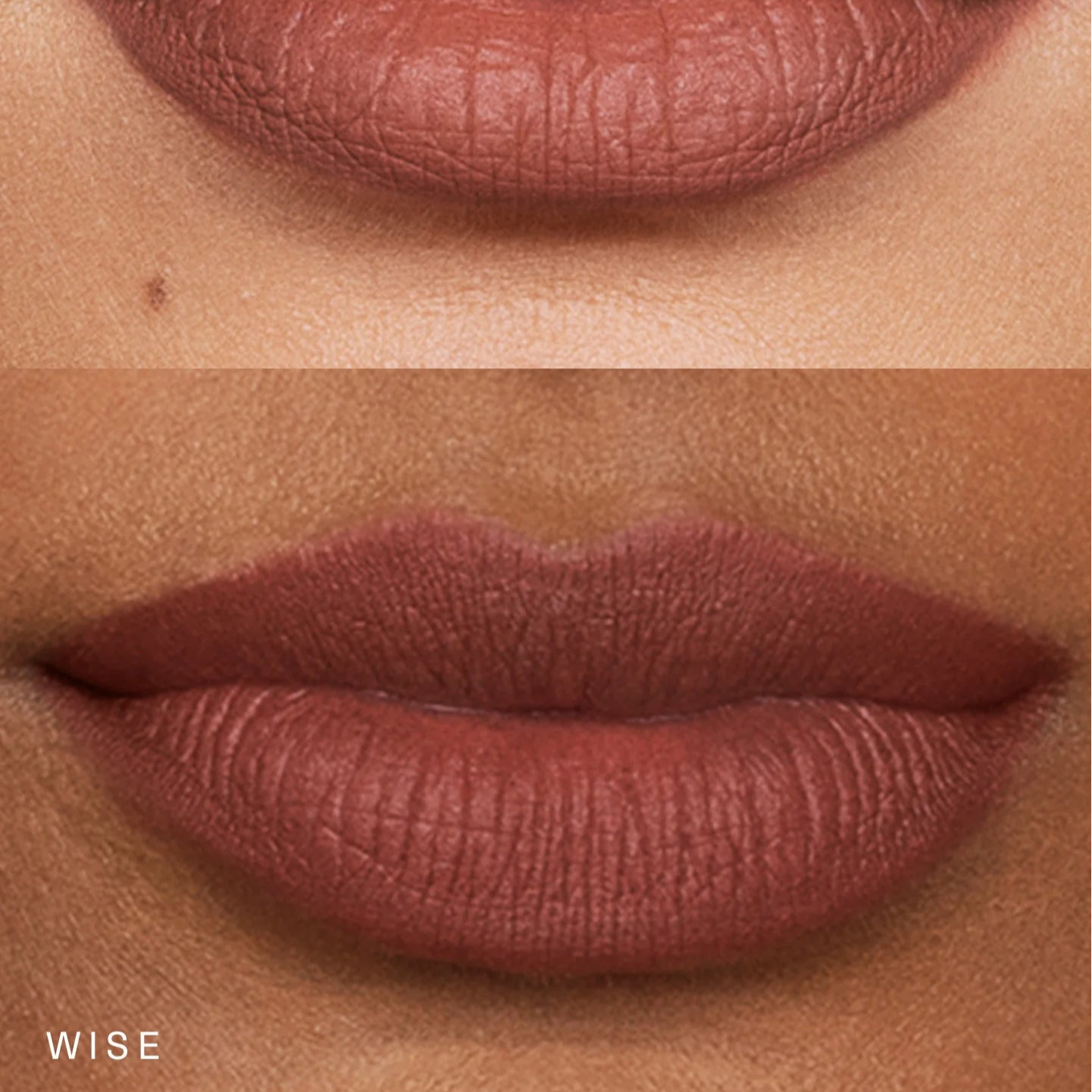 Rare Beauty Kind Words Lip Liner Wise swatch on lips matte defined finish