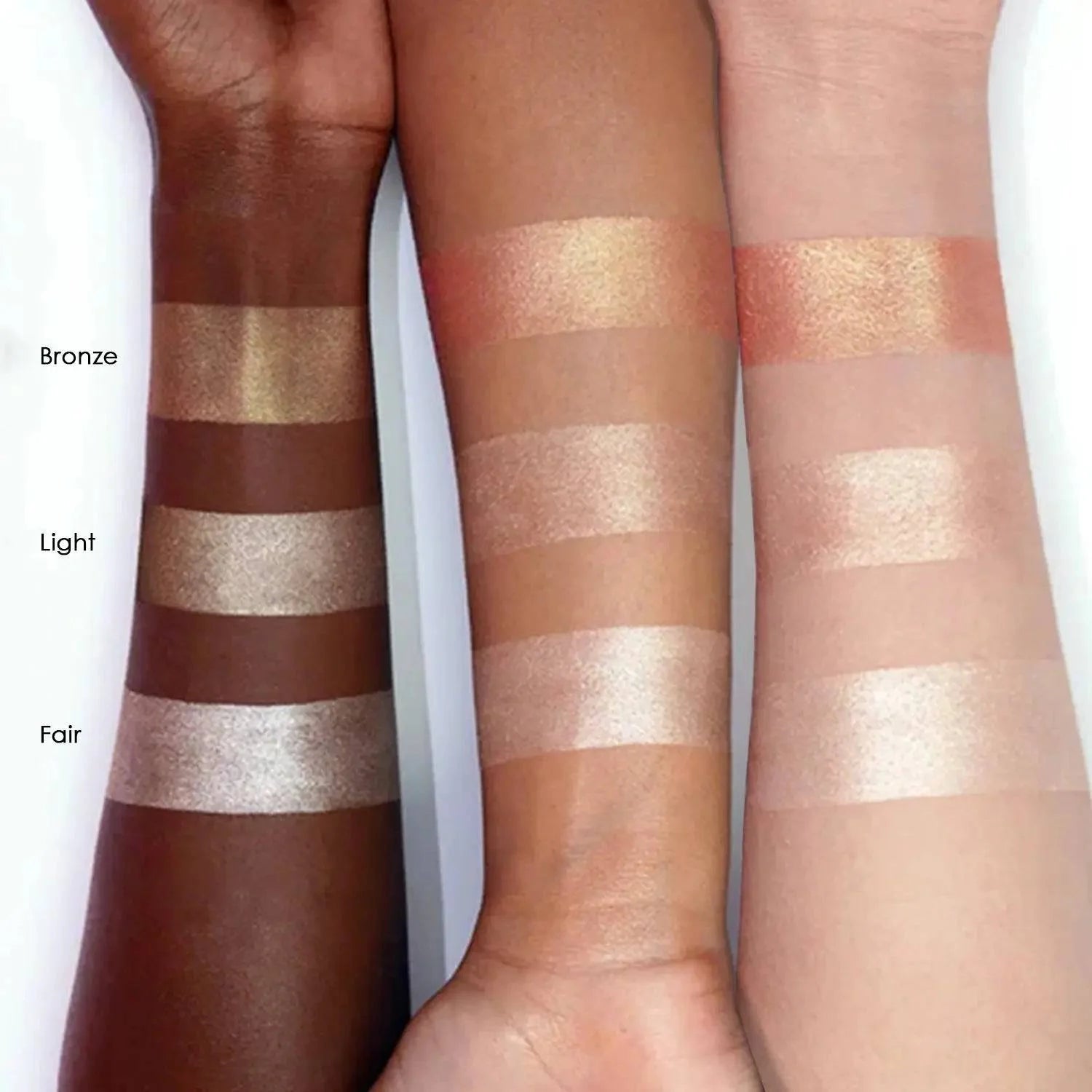 Natasha Denona Super Glow Extreme Shine Powder applied on arms body glow finish
