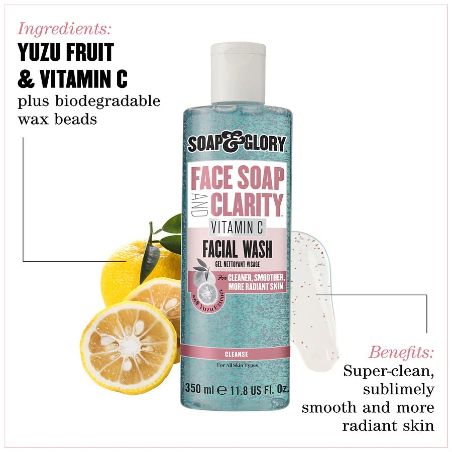 Soap and Glory Face Soap Clarity Vitamin C brightening foaming facial wash bottle