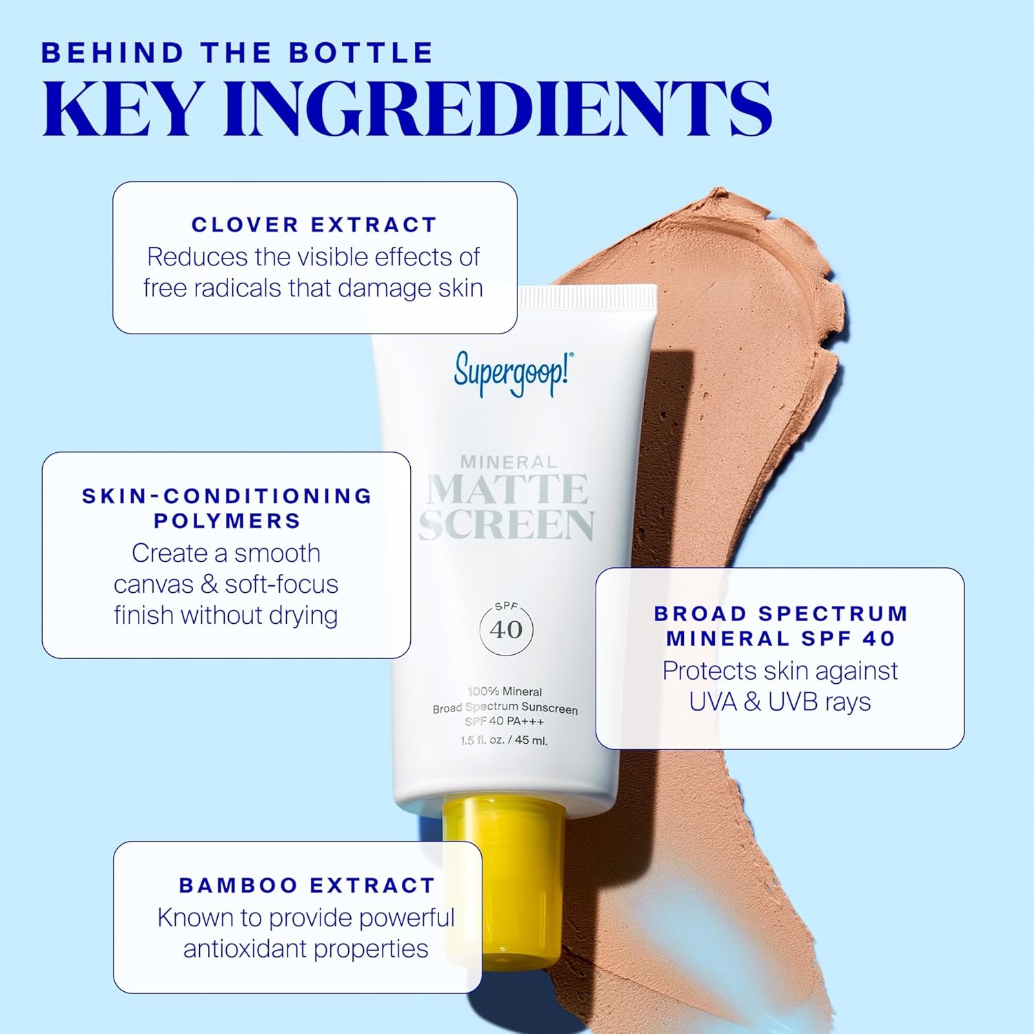 Supergoop Mineral Mattescreen SPF 40 matte sunscreen and makeup primer