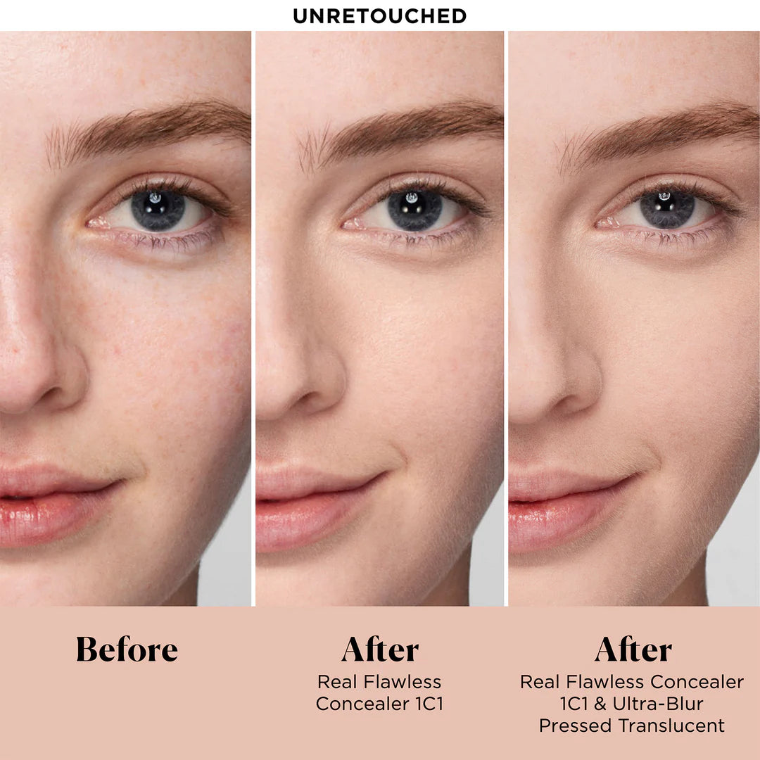 Talc-free pressed setting powder with natural finish