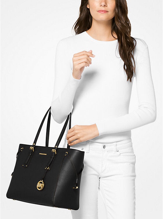 MICHAEL KORS Voyager Medium Crossgrain Leather Tote Bag