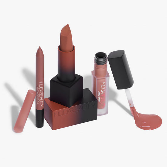 HUDA BEAUTY ULTIMATE LIP TRIO SET BOMBSHELL