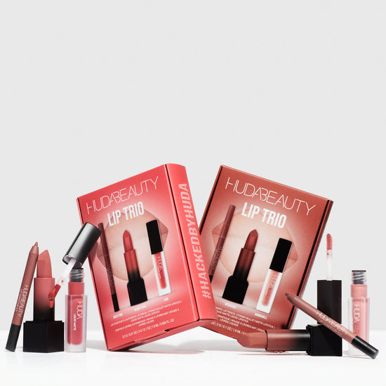 HUDA BEAUTY ULTIMATE LIP TRIO SET BOMBSHELL